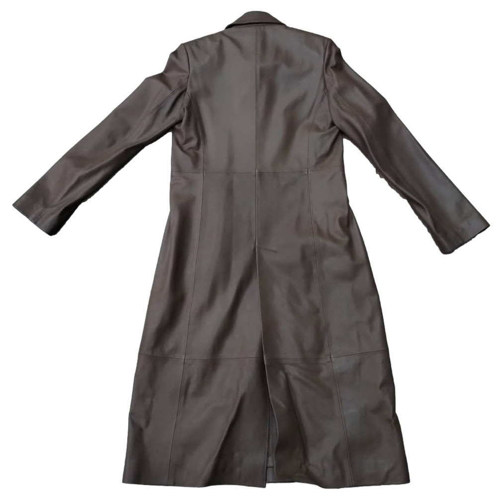 NWOT Nour Hammour Brown Leather Long Coat - XS equivalent - Picture 3 of 9